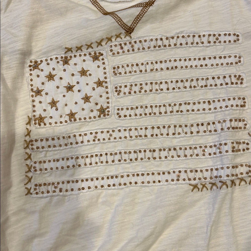 Double D Ranch Ivory and Gold Embroidered Shirt